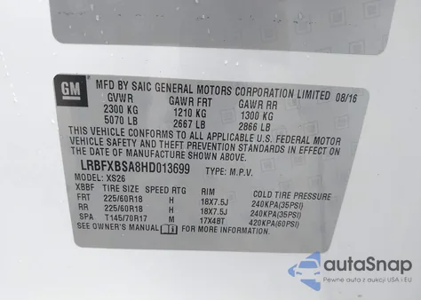 2017 Buick Envision Essence from USA, damaged, VIN LRBFXBSA8HD013699